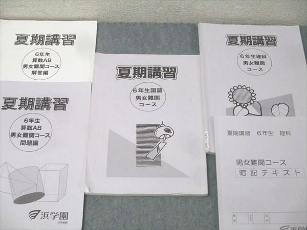 浜学園 6年生 夏期講習 算数AB/国語/理科/暗記テキスト 男女難関コース