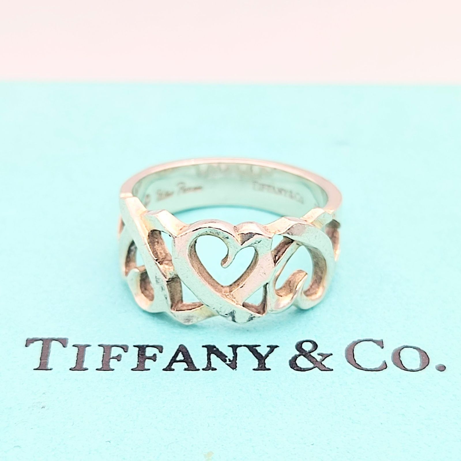美品 Tiffany&Co.ティファニー トリプルラビング ハートリング 10号 TIFFANY&Co. 10号 ティファニー リング・指輪 トリプル ラビングハート