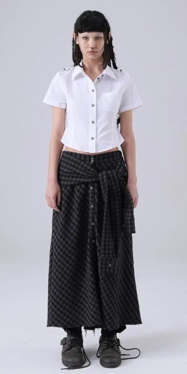 ダンスダンス ファヒ島 チェック スカート Check shirt skirt