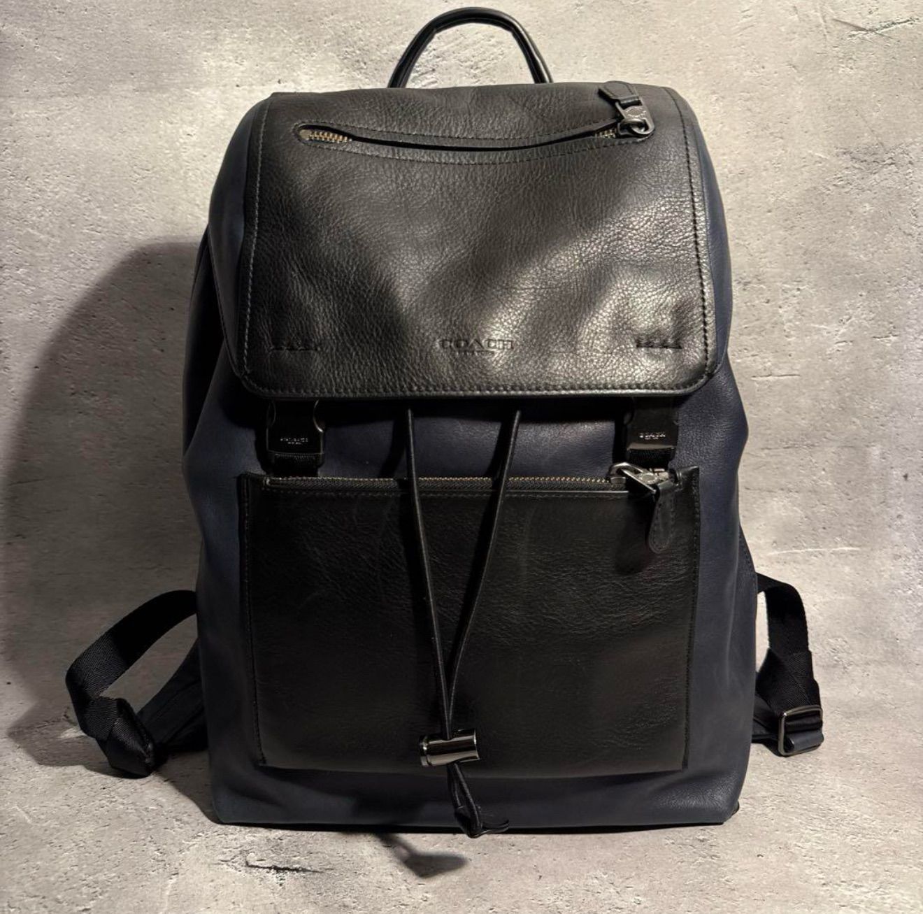 コーチ COACH マンハッタン オールレザー リュック バイカラー ネイビー ブラック