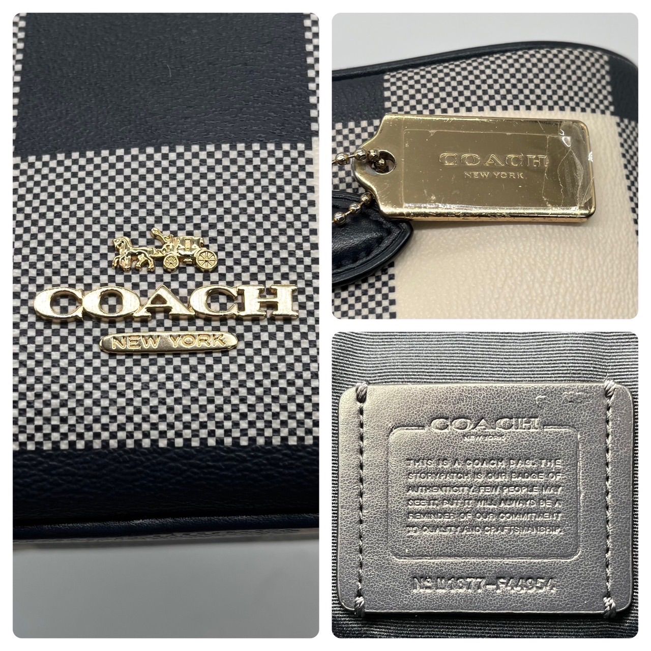未使用<!-利用不可文字-!>COACH ショルダーバッグ チェック柄 ゴールド 