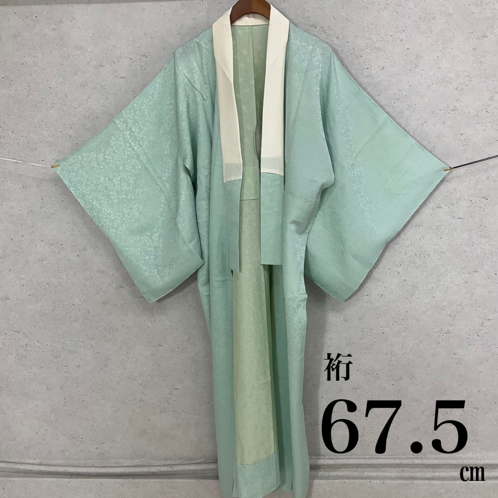 kimono+one◆未使用同然◆単衣◆最高級丹後ちりめん◆長襦袢◆半衿付き◆袖無双◆仕付け糸付き◆さが美◆ニューはればれ加工◆裄長◆裄67.5肩丈134.5◆小紋紬附下訪問着留袖袷単衣夏着物◆K1023