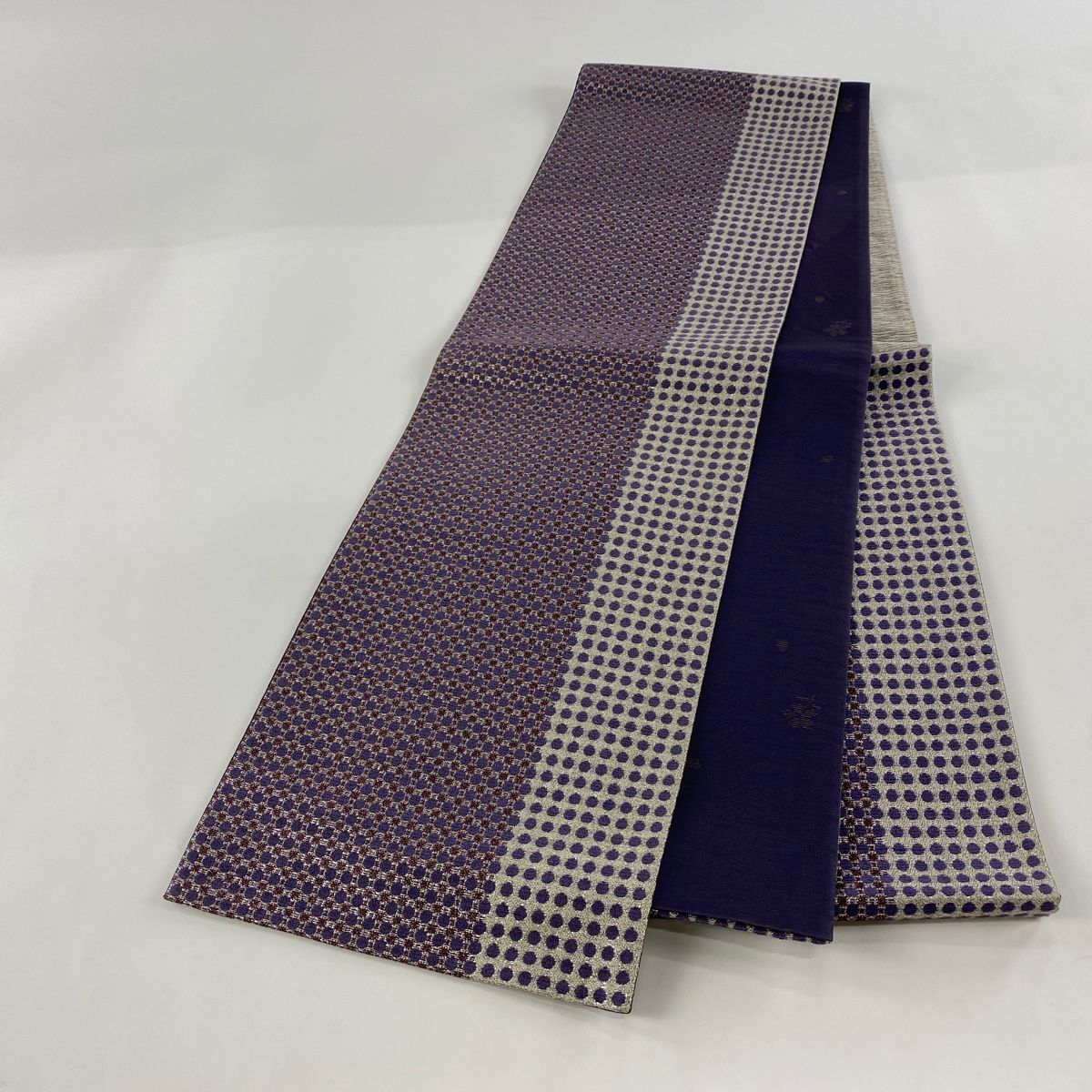袋帯 美品 秀品 幾何学模様 箔 紫 六通 正絹 【中古】 - メルカリ