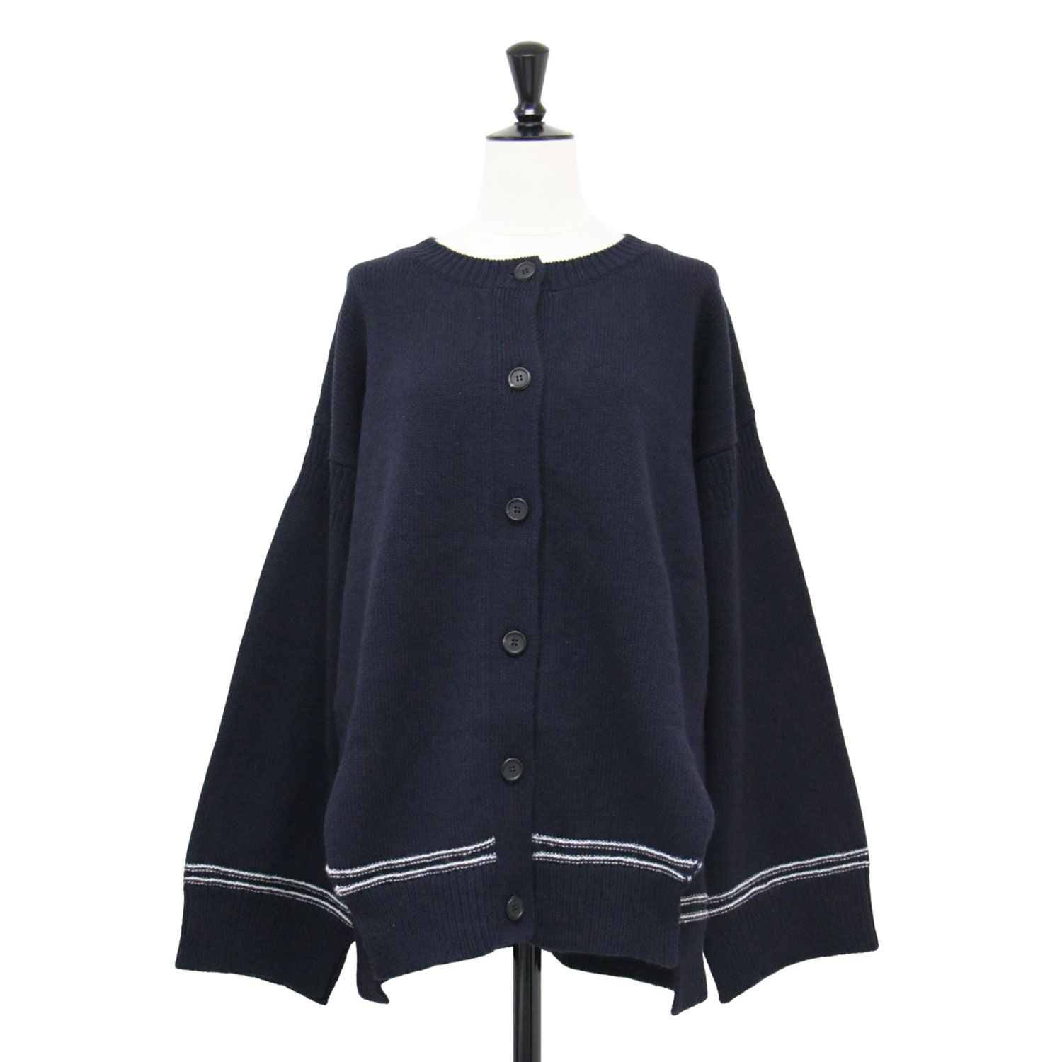 MARNI マルニ カーディガン ネイビー 紺 サイズ 40 M | 24秋冬 バックロゴ キモノスリーブ カーディガン | ニット | クルーネック 長袖 ウール | イタリア製 | トップス セーター レディース