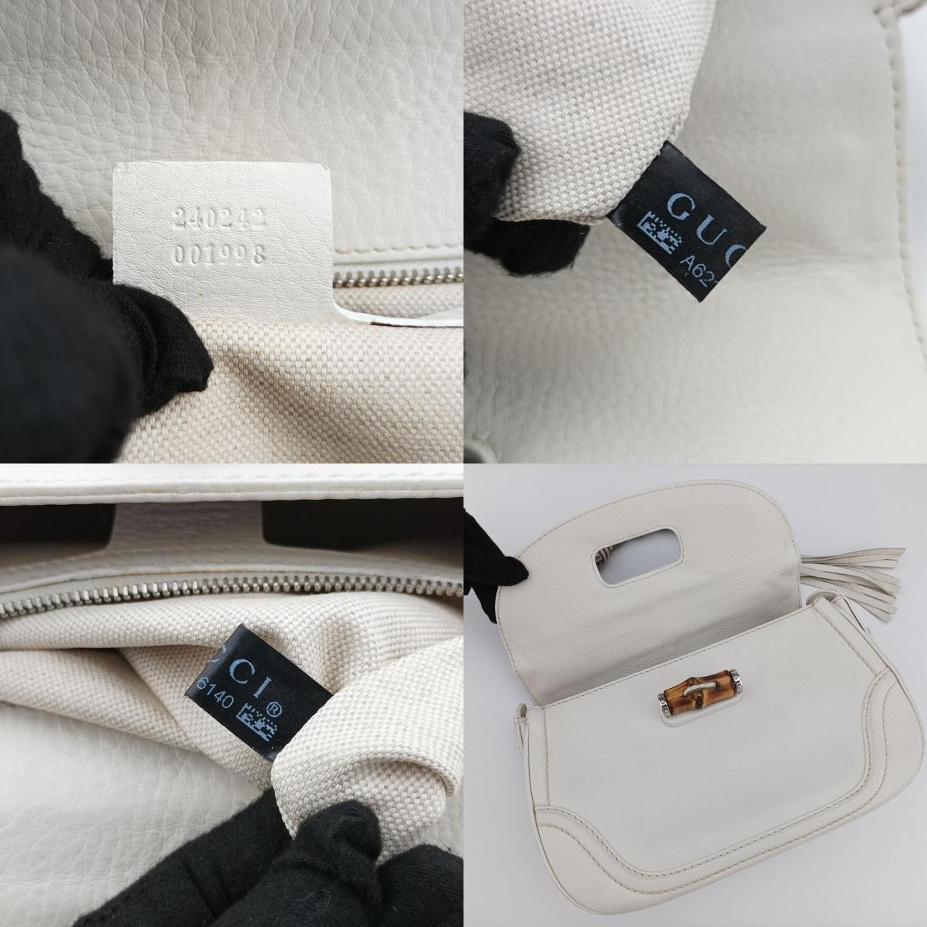 グッチGucciニューバンブーホワイトレザー240242A6216140
