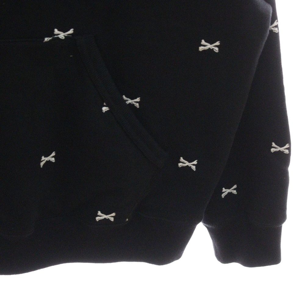 ♠ WTAPS ダブルタップス 22AW ACNE HOODY CTPL TEXTILE クロスボーン 刺繍 プルオーバーパーカー ブラック 222ATDT-CSM26