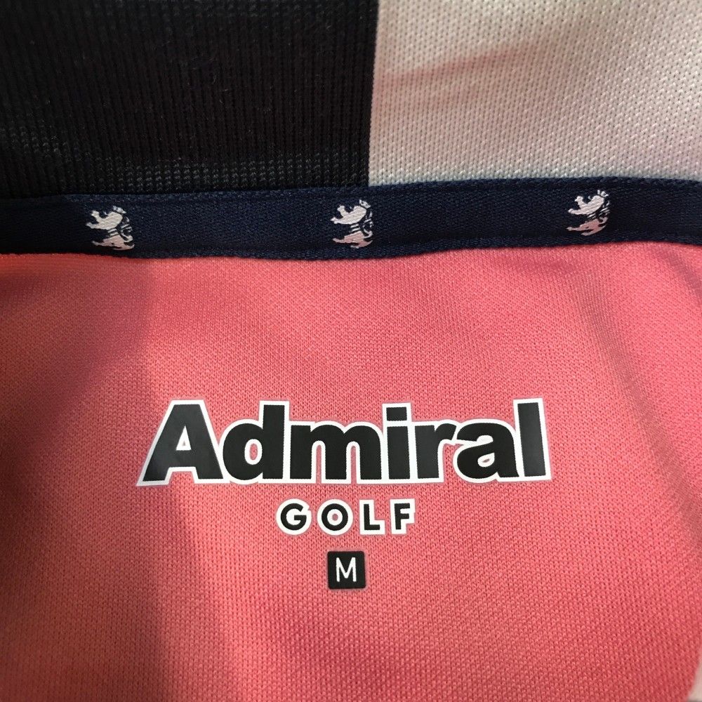 サイズ：M ADMIRAL アドミラル  フロントロゴ 半袖ポロシャツ  ピンク系 [240101430312] ゴルフウェア メンズ ストスト サイズ：M ADMIRAL アドミラル フロントロゴ 半袖ポロシャツ