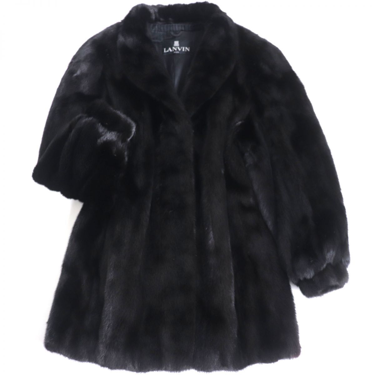 極美品▽LANVIN ランバン MINK ミンク 裏地ロゴ柄 本毛皮コート