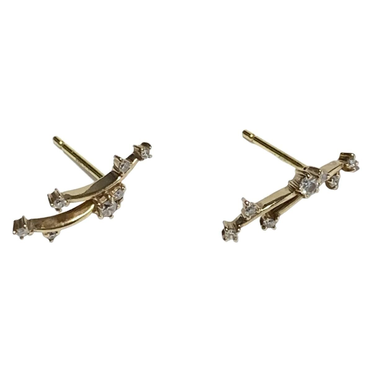 STAR JEWELRY スタージュエリー ピアス - K18YG×ダイヤモンド 総14Pダイヤ 片側7Pダイヤ |ダイヤ総0.12カラット