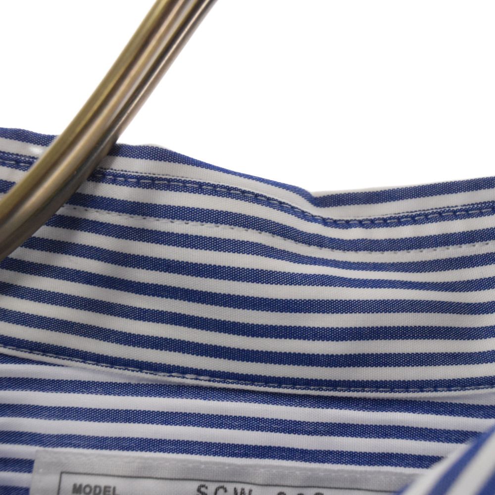 sacai - Sacai サカイ 裾レース ストライプ柄長袖シャツ ポプリンシャツ ブルー SCW-008 レディース sacai - Sacai サカイ 裾レース ストライプ柄長袖シャツ