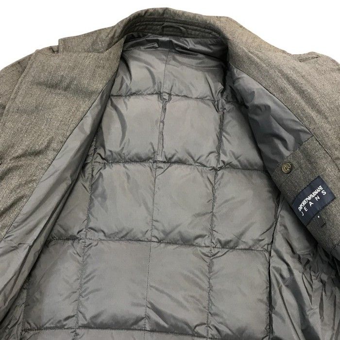 EMPORIO ARMANI JEANS エンポリオアルマーニ ジーンズ ダウンコート メンズ ハーフ ロング グレー Sサイズ L15GK 中古 T1 EMPORIO ARMANI JEANS エンポリオアルマーニ ジーンズ ダウンコート