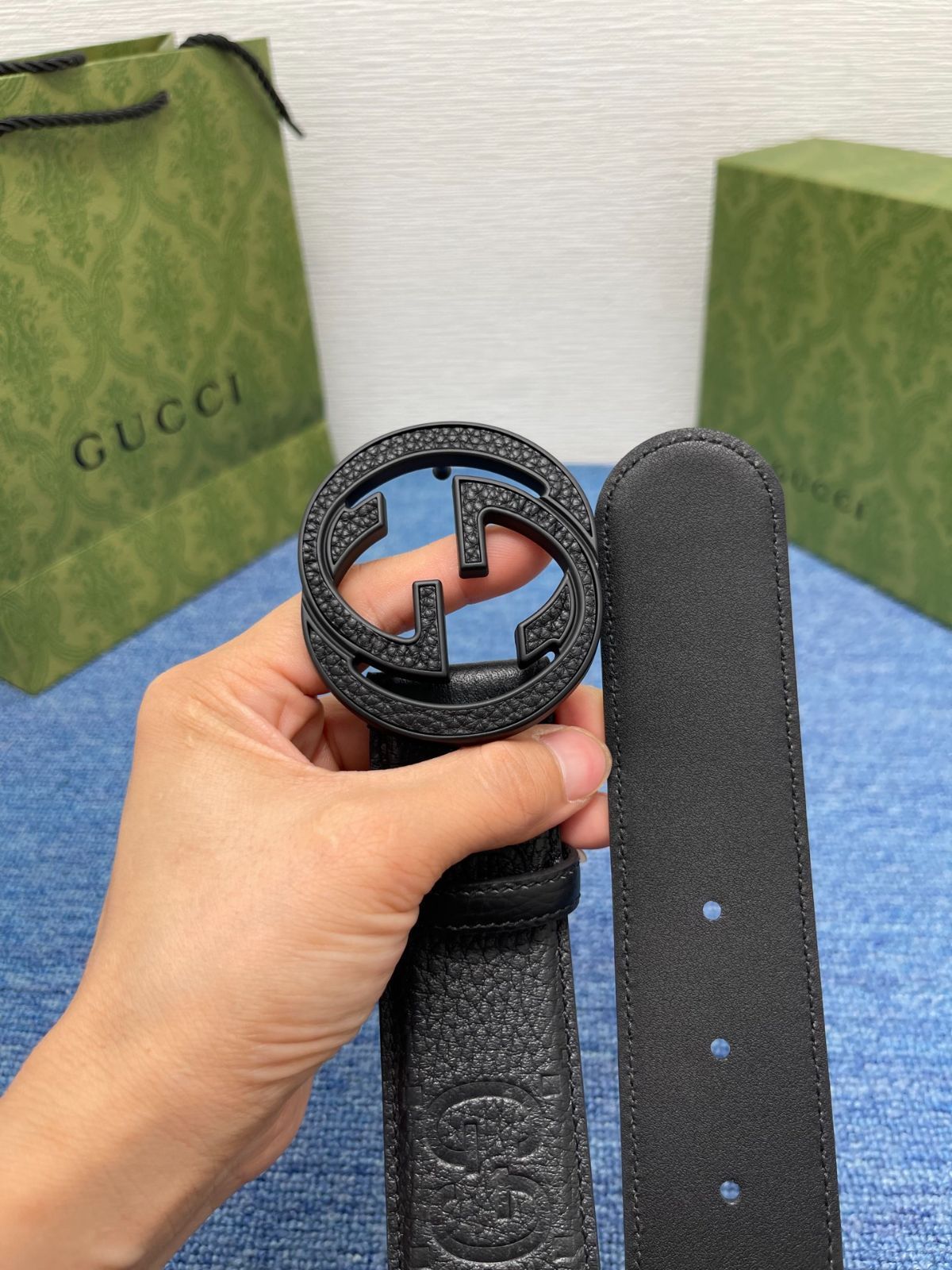 今日特価】Gucci Signature ダブル G バックル 本革ベルト-2