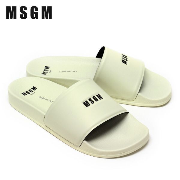 エムエスジーエム MSGM  スモールロゴ スライド シャワーサンダル【オフホワイト】 3440MS208 970 02/【2023SS】m-shoes