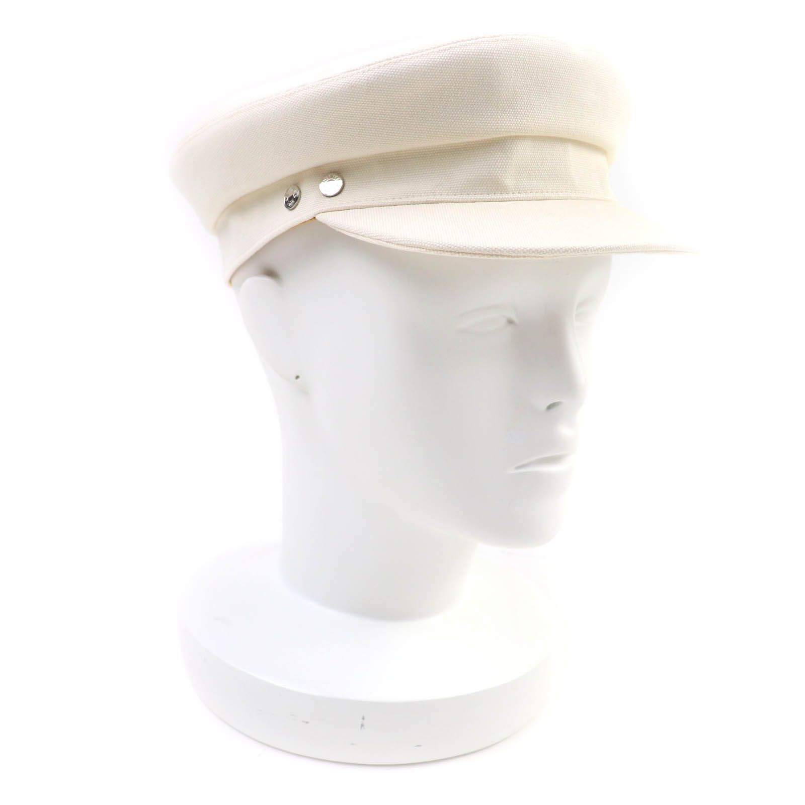 HERMES エルメス ヴォーバン コットン100％ セリエ金具付 キャスケット アイボリー 58 保存袋付き フランス製 正規品 レディース