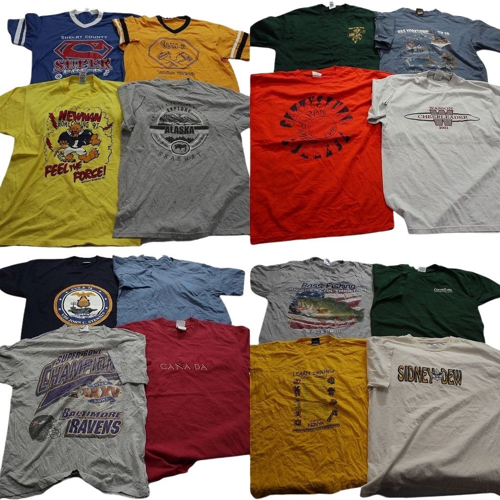 古着卸 00s 半袖Tシャツ 16枚セット メンズ Ｌ リンガーＴ チームロゴ 大判プリント 古着 NA2387