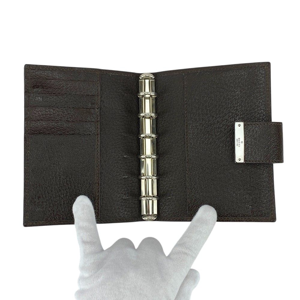 □中古□ グッチ GGキャンバス アジェンダカバー 手帳 レザー ブラウン  