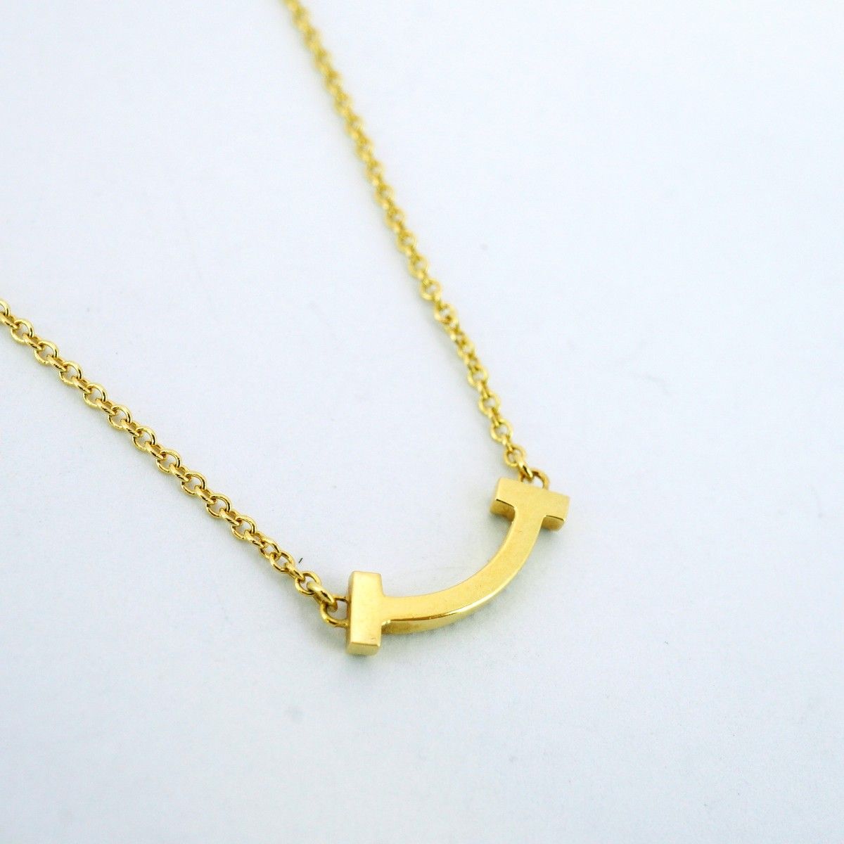 5jib0566 ティファニー ネックレス Tスマイル ミニ K18YG イエローゴールド ダイヤモンド レディース