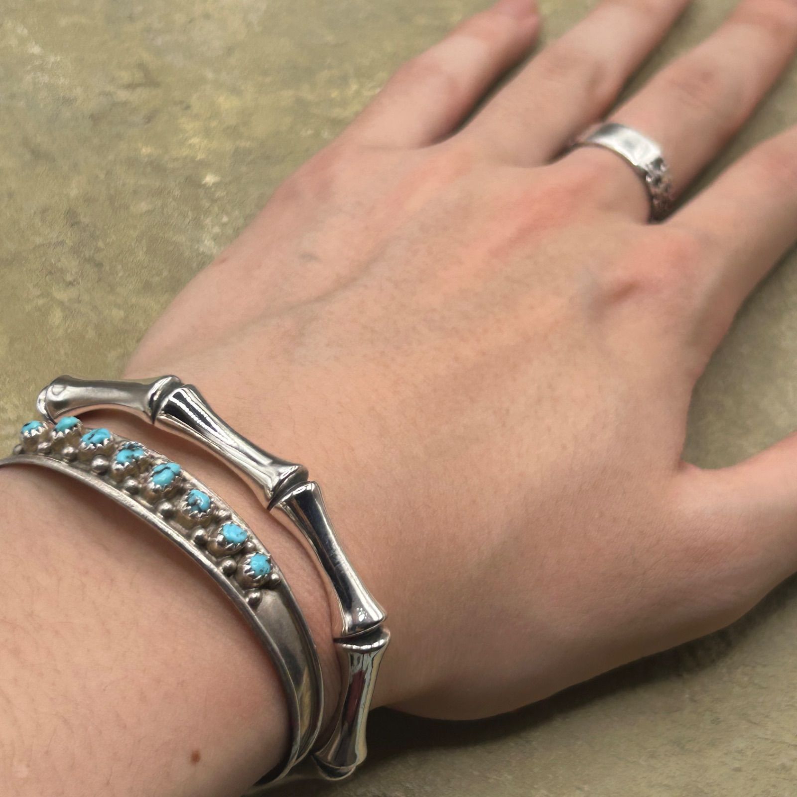 シルバー925 Sterling ボーンデザインヘビーバングル/軽研磨仕上げ シルバー925 Sterling ボーンデザインヘビーバングル/軽研磨仕上げ