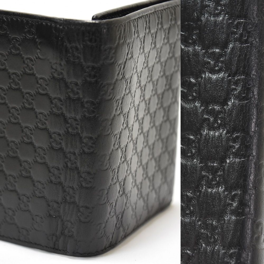 GUCCI 三つ折り財布 コンパクト シマ レザー 黒 GUCCI】グッチ グッチシマ 547070 三つ折り財布 レザー