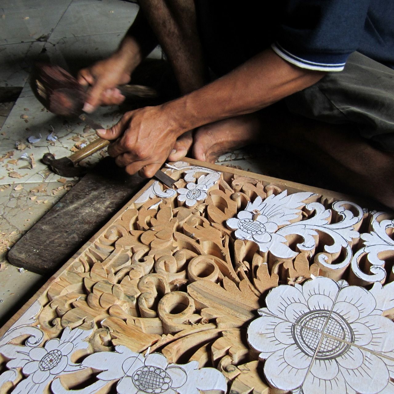 木彫りのレリーフ 一枚板 東南アジア - 美術品