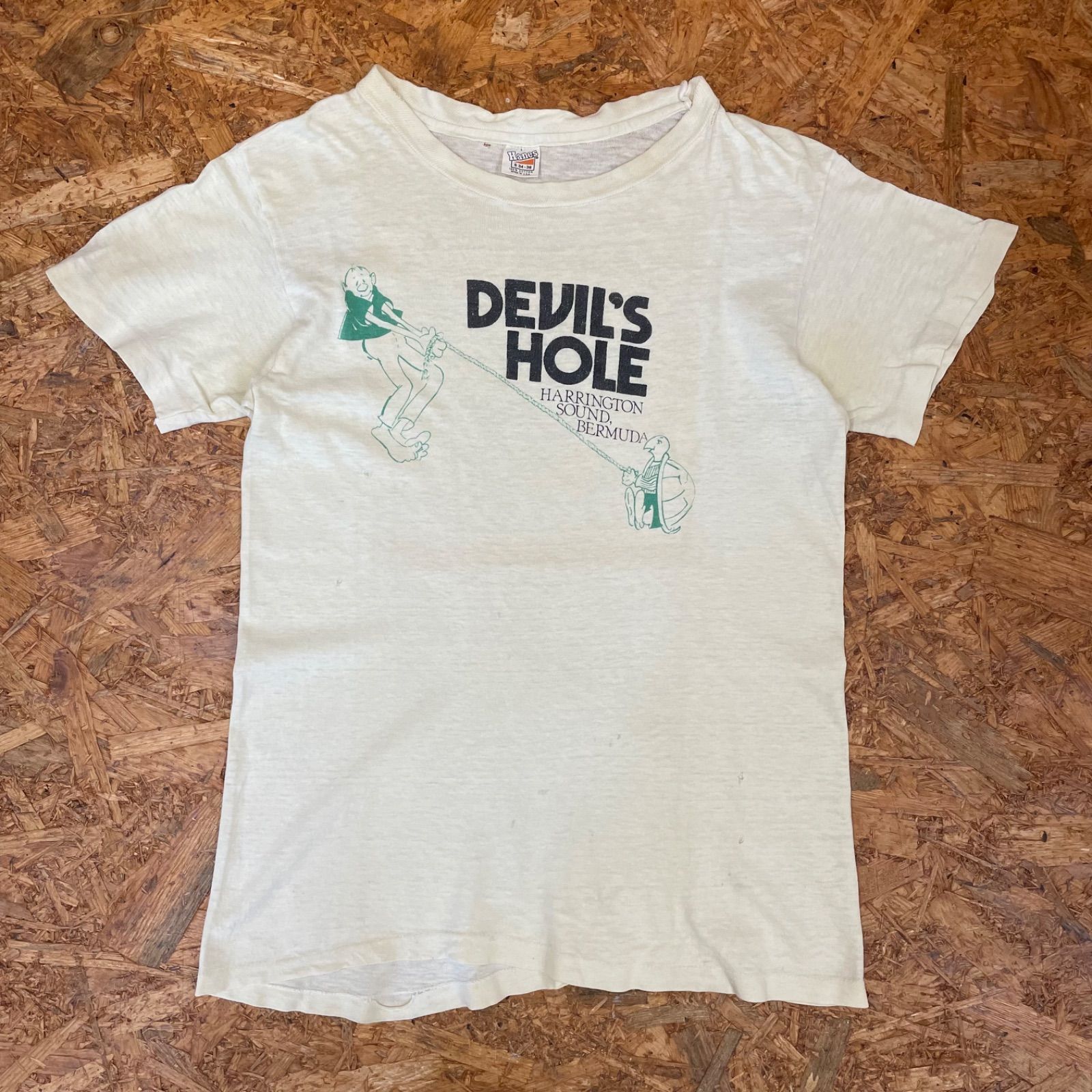 70s USA製 Hanes プリントTシャツ S 旧タグ 三角タグ オレンジタグ 