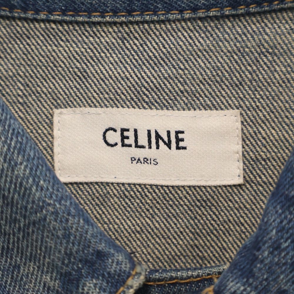 CELINE ロゴ刺繍 ダークユニオン ウォッシュデニムジャケット CELINE (セリーヌ) 20AW バックロゴ刺繍 ダークユニオン