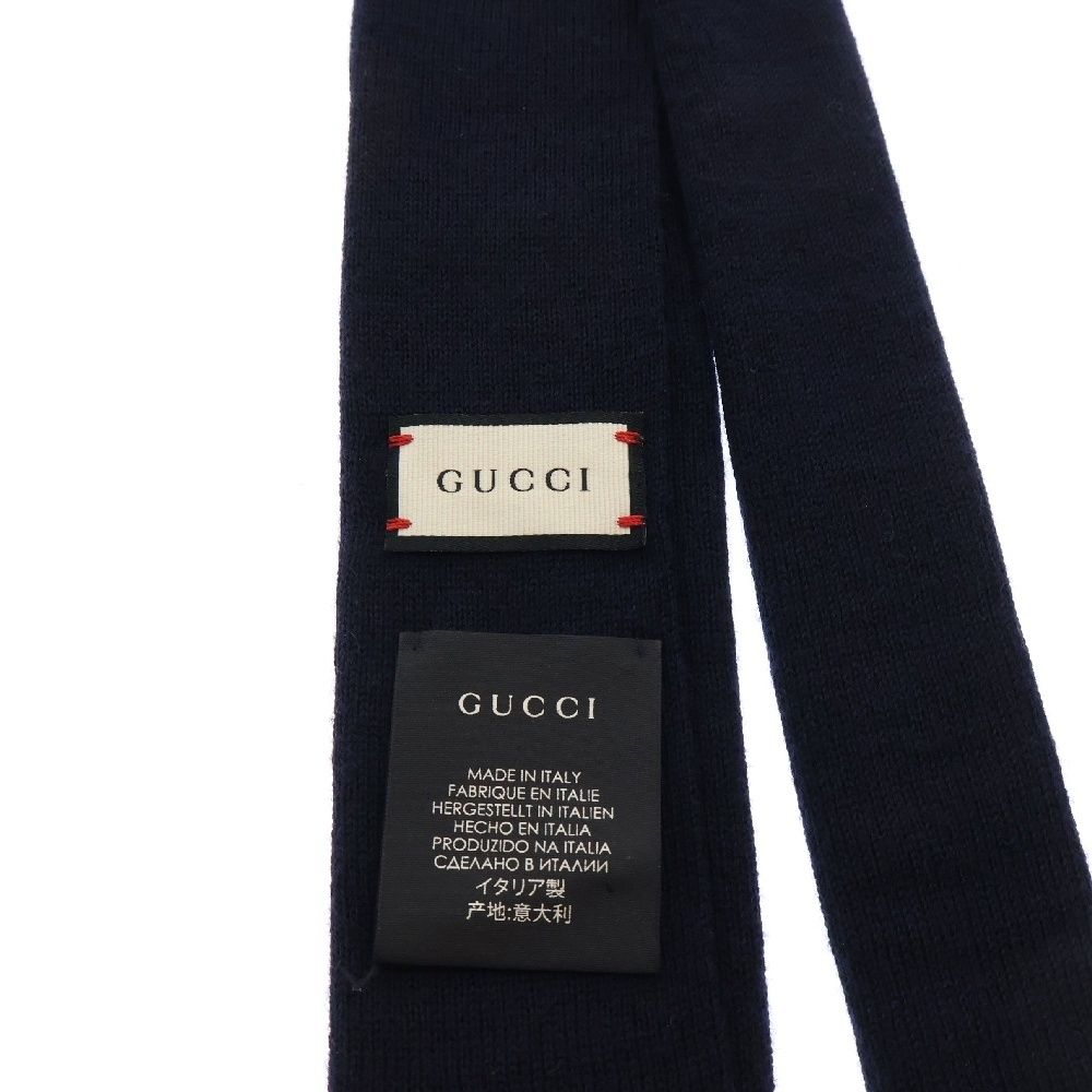 GUCCI エンブロイダリー　ウールネクタイ GUCCI (グッチ) エンブロイダリー 刺繍 ニットタイ ネクタイ