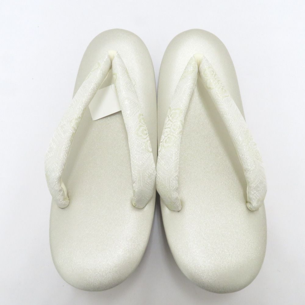 草履 バッグセット 白梅謹製 礼装用 LLサイズ フォーマル ホワイト×シャンパンゴールド 華紋 亀甲 25.5cm 日本製 牛皮底面