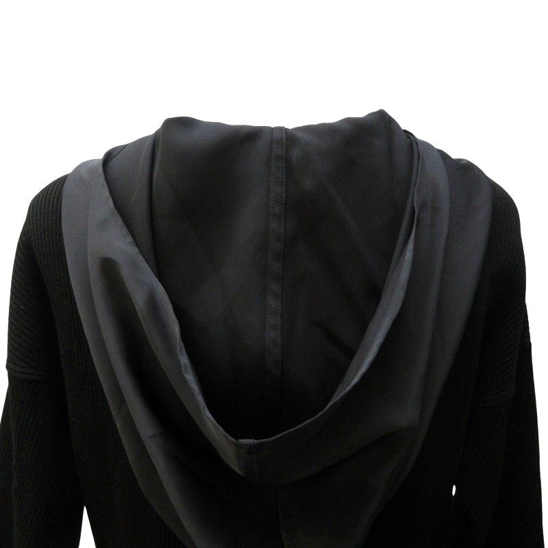 アディアム ADEAM フォクシー 美品 近年 ニットパーカー プルオーバー リブ編み ナイロン切り替え 長袖 黒 ブラック S アディアム ADEAM フォクシー 美品 近年 ニットパーカー プル