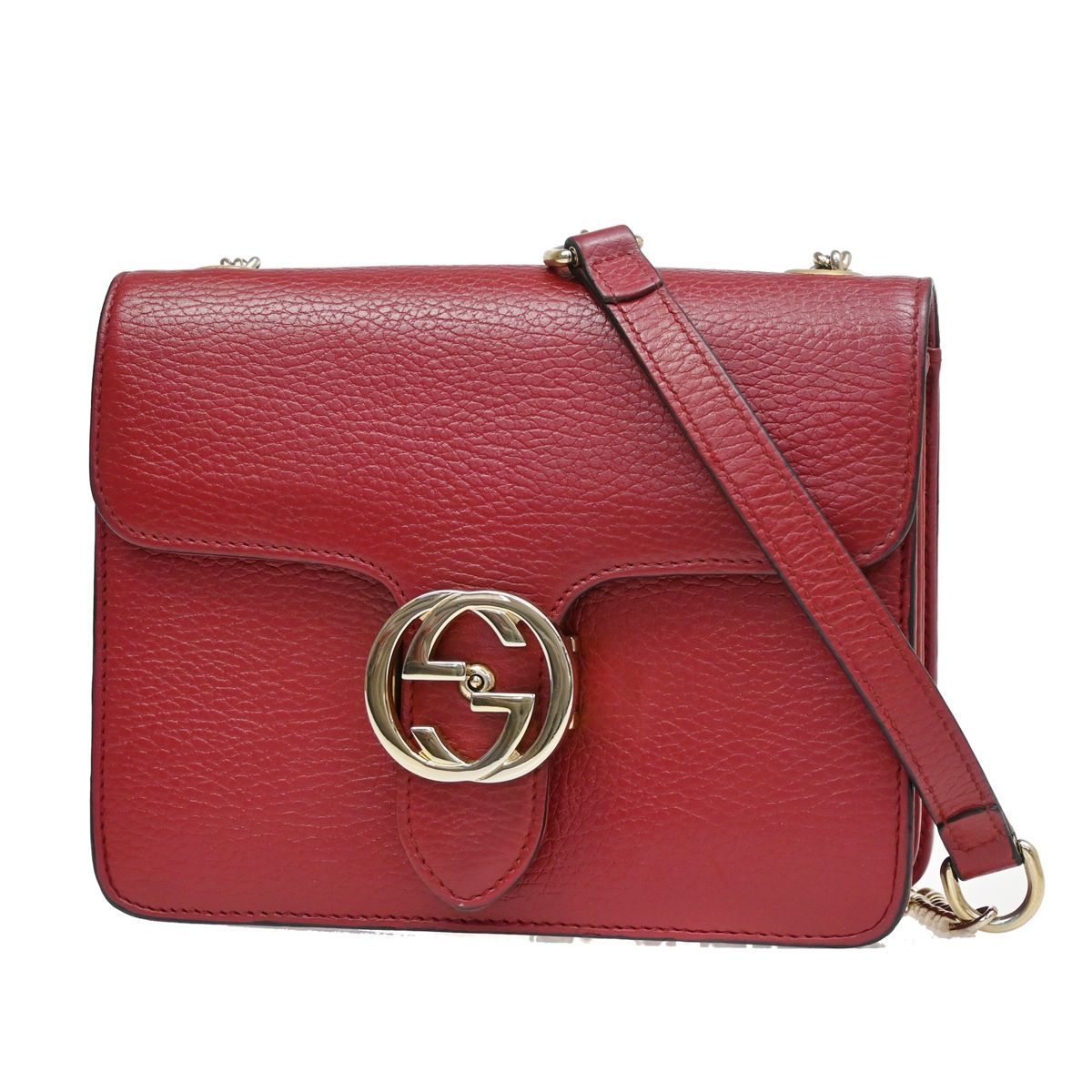GUCCI グッチ インターロッキング GG チェーン ショルダーバッグ レザー 58KA971