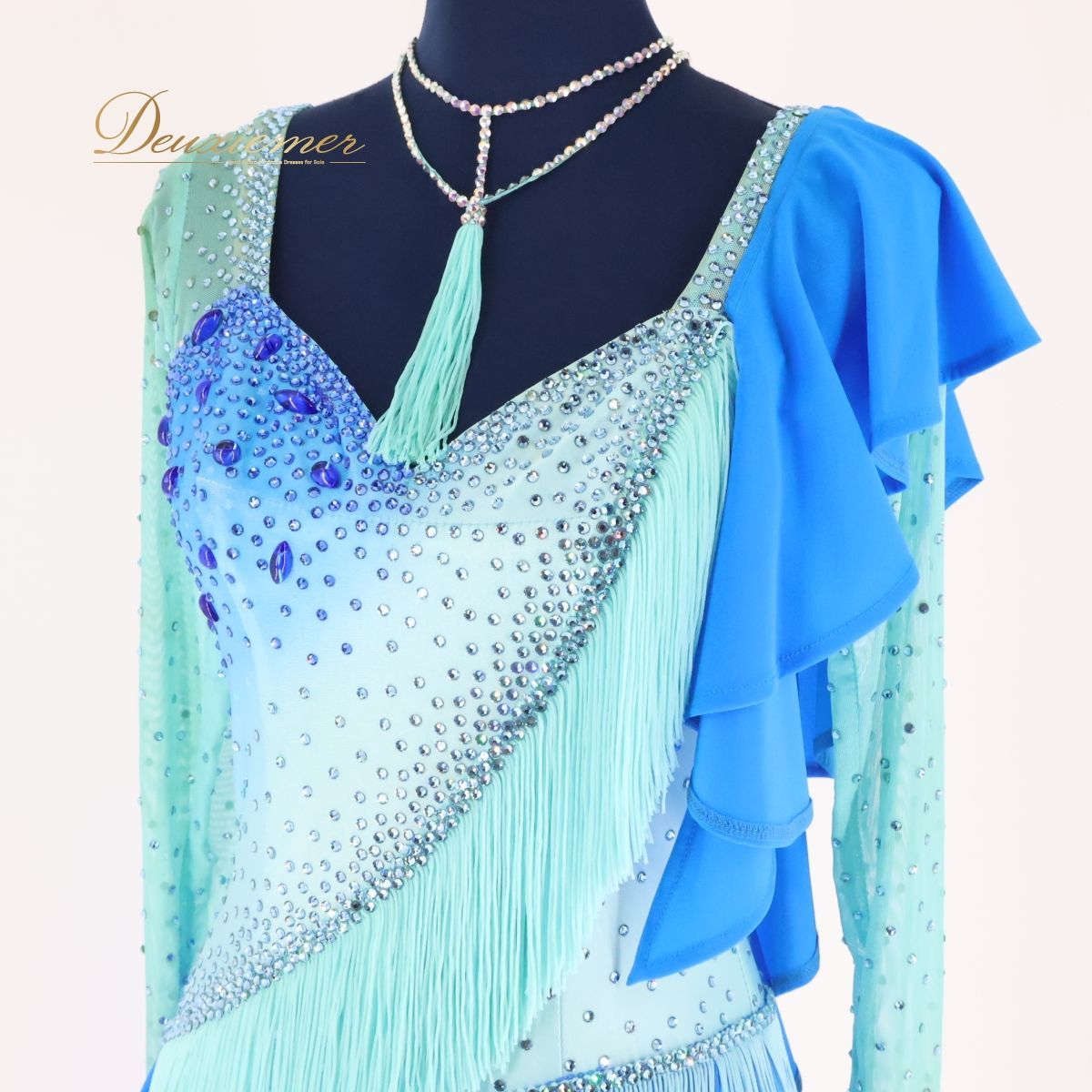 ベリーダンス用 オリエンタル衣装】ブルー スカートのみ フリル レース