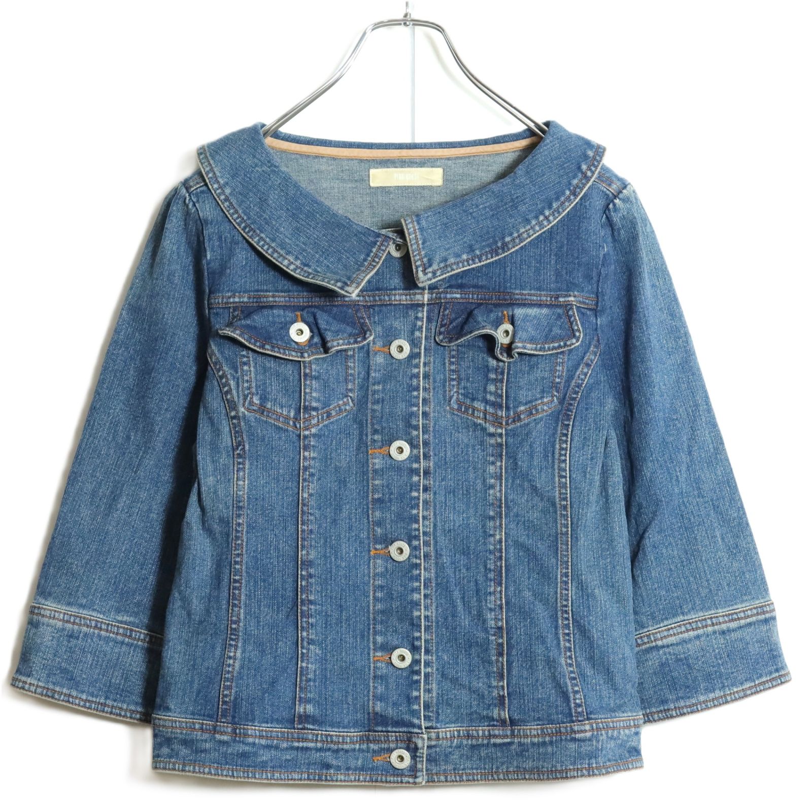 ●す● ヴィンテージ　ピンクハウス　デニムブルゾン　Lサイズ 美品】ピンクハウス☆大人可愛いデニムジャケット 七分袖 大きい