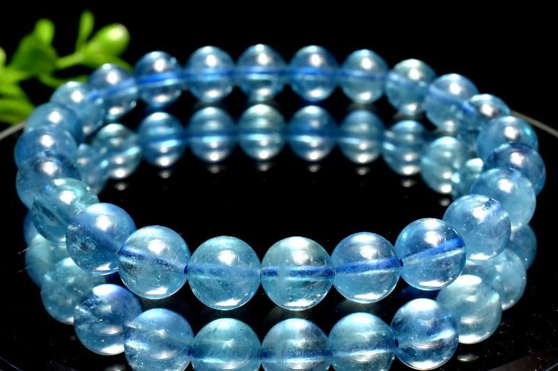 １点物 AAA 瑞々しい サンタマリアアクアマリン 7.5mm ブレスレット パワーストーン 天然石 _MA9544
