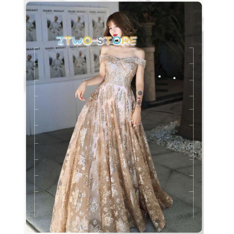 ロング丈ドレス パーティードレス オフショルダー aラインワンピース フォーマル お呼ばれ 大きいサイズ 二次会 結婚式 卒業式 同窓会 成人LYX