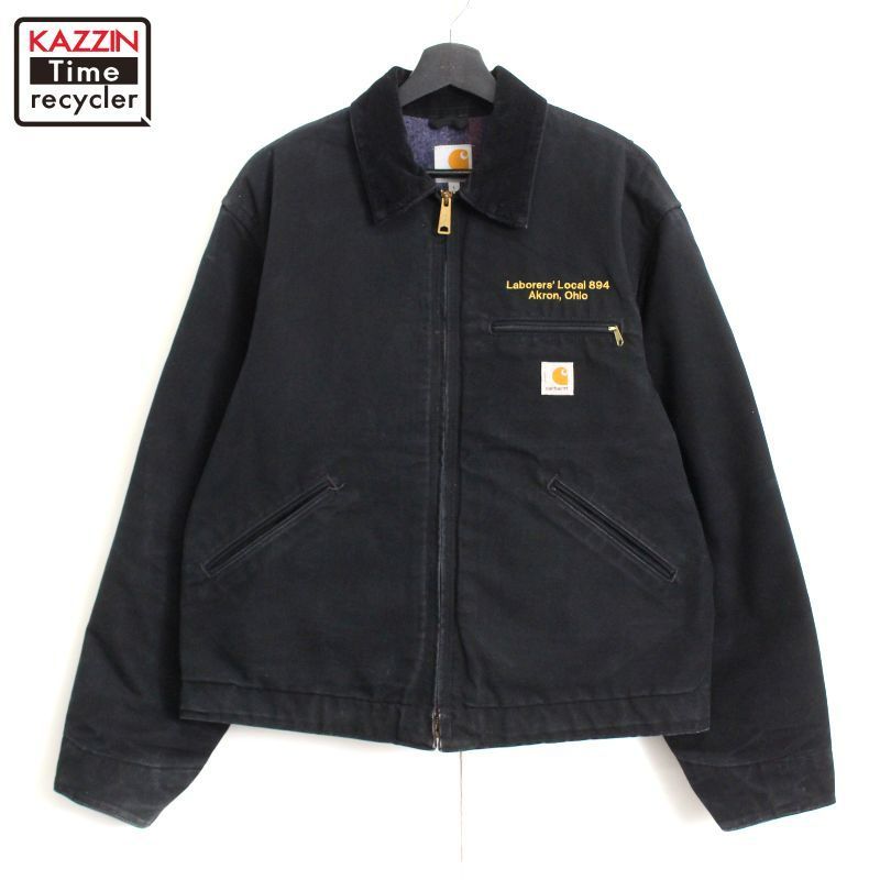 80S　USA製　Carhartt　デトロイトジャケット　裏地ブランケット 古着 80s USA製 Carhartt 裏地 ストライプ ブランケット