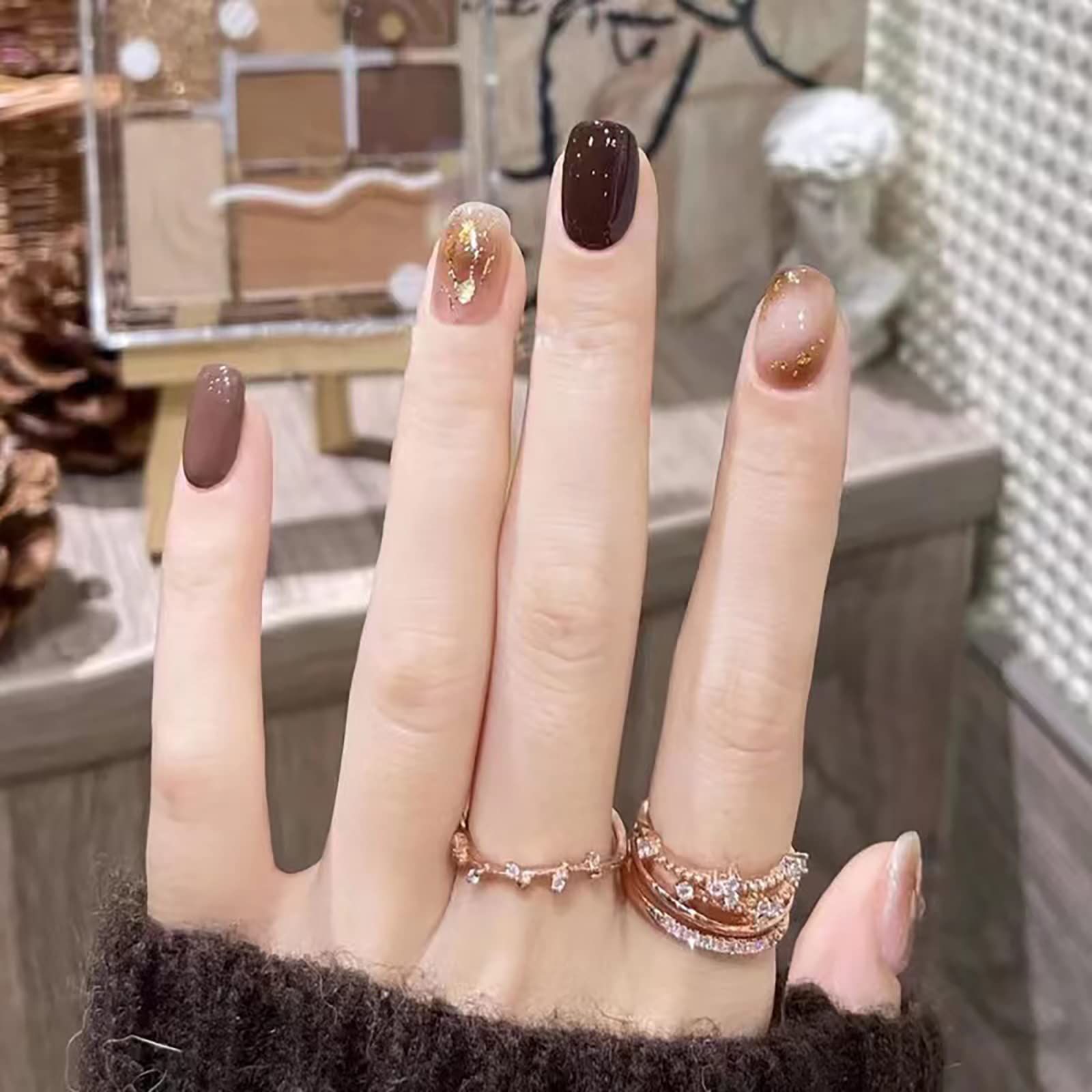 ドミ屋 ネイルチップ 3D爪 24枚入 ベリーショート人気 ネイルシール