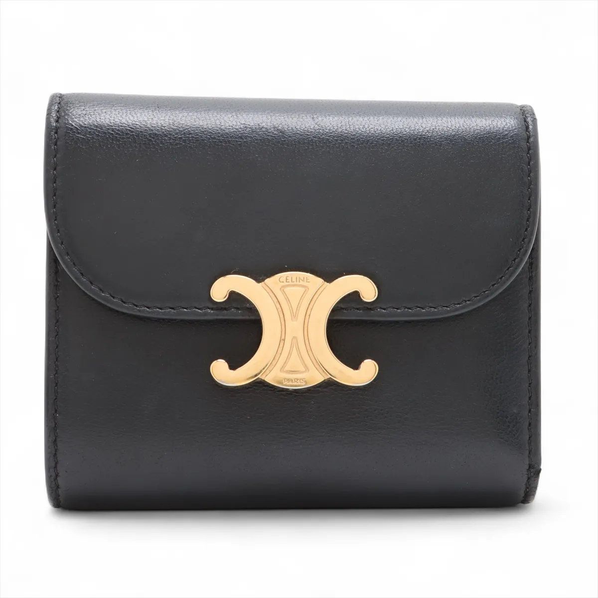 美品 セリーヌ トリオンフ レザー 三つ折り 財布 コンパクト  