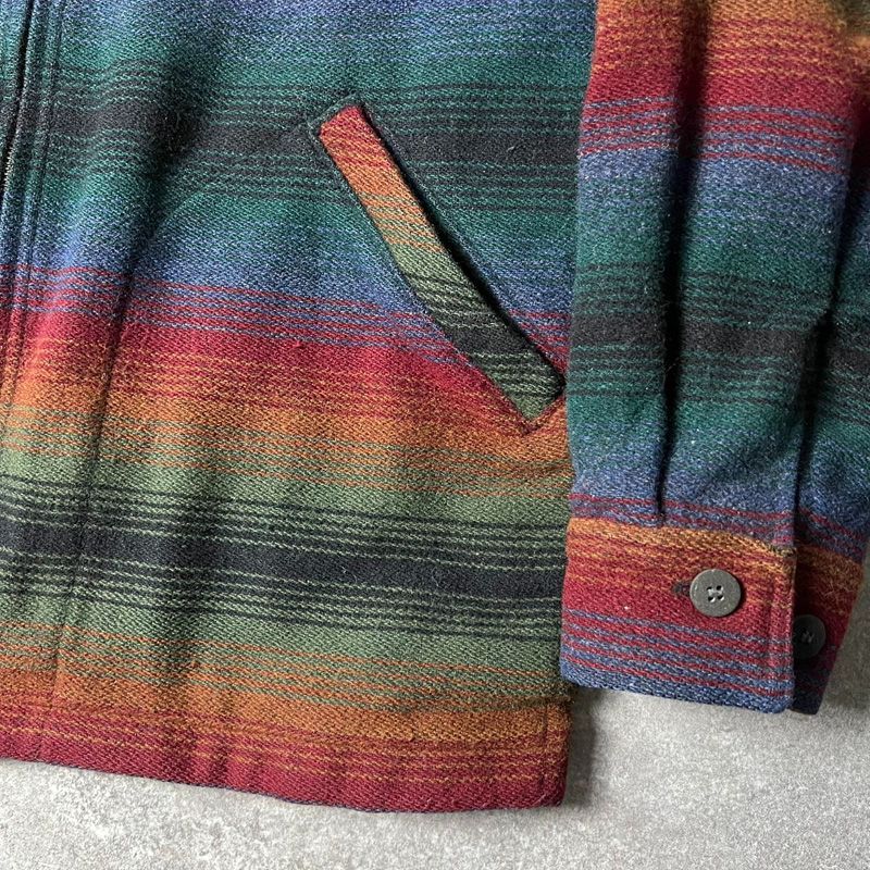 90s USA製 Woolrich ライナー付き ネイティブ 総柄 ウール ラグ