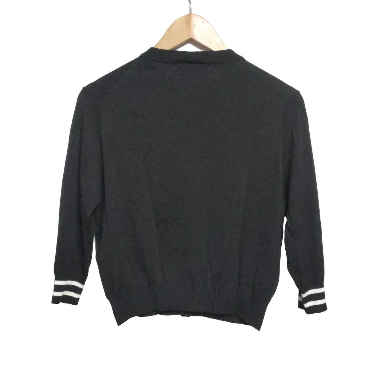 SEVEN TEN by MIHO KAWAHITO セブンテン バイミホカワヒト カーディガン サイズS レディース - 黒×白 長袖|ビーズ|パール