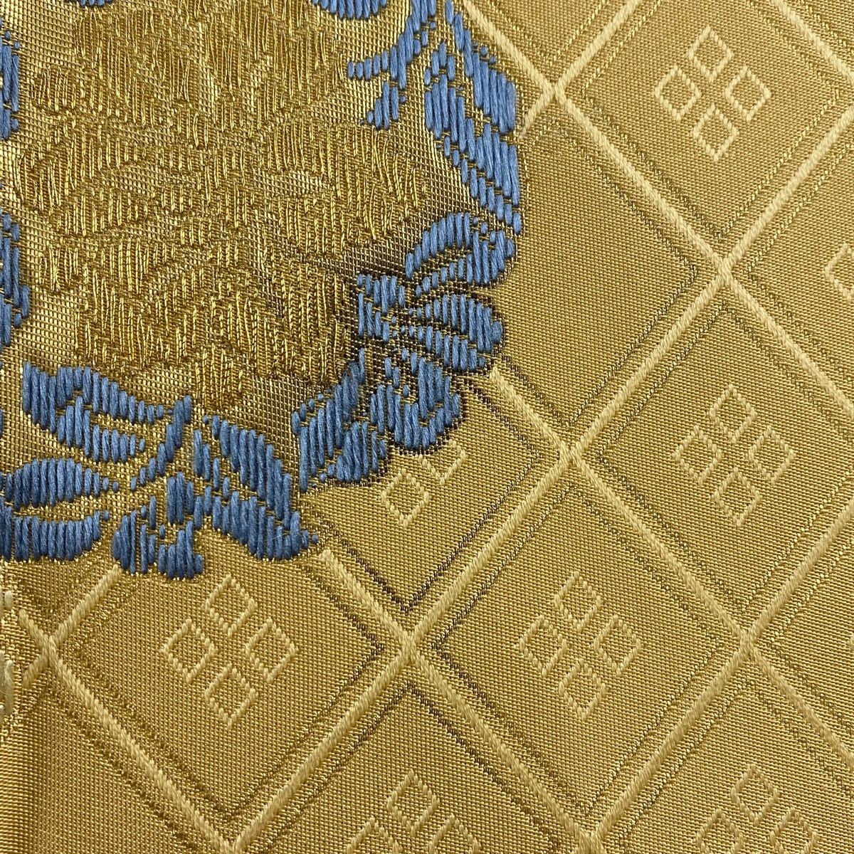 絹金糸 グレー系 段暈し織立涌 六通柄 袋帯 ガード加工