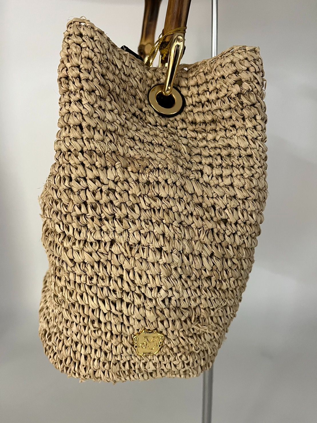 ヴィオラドーロ SANDRO バンブーハンドル2WAYラフイアバッグ カゴバッグ VIOLAd'ORO(ヴィオラドーロ) SANDRO バンブーハンドル 2WAY