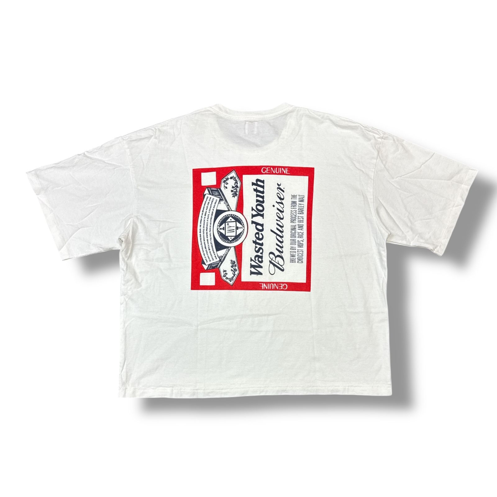 WastedYouth Budweiser 長袖カットソー　XL ホワイト wasted youth Budweiser ロンT 長袖 ホワイト プリント - メルカリ