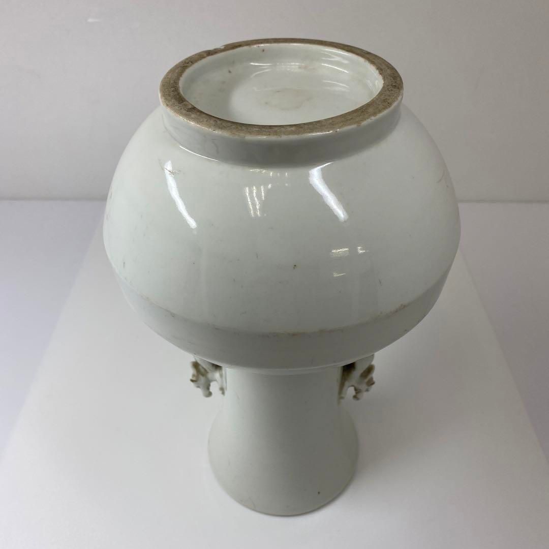 中国清時代 徳化窯双龍耳花瓶 高さ24.5㎝ 東Y6-0826☆2Fトトヒサ