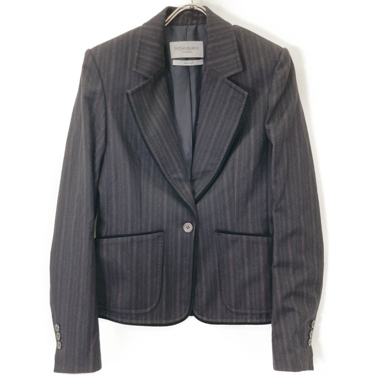 イヴサンローラン サイズ 表記なし ストライプ ダブル ジャケット