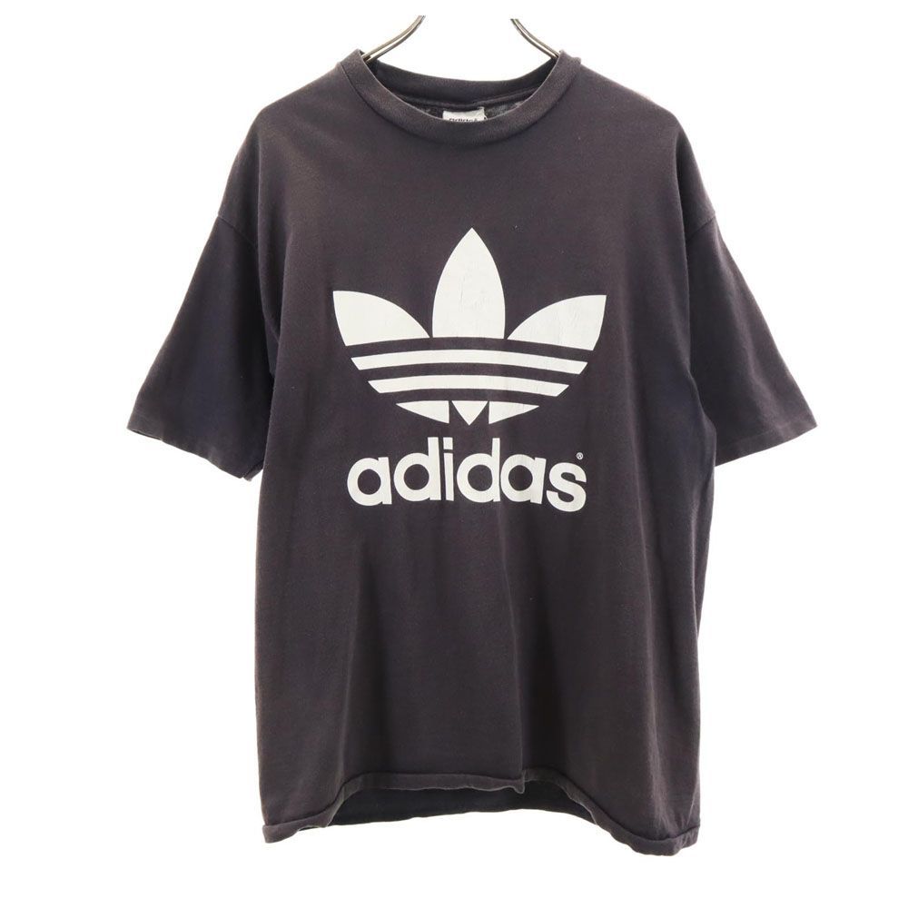 アディダス 90s USA製 トレフォイル オールド 半袖 Tシャツ M ブラック adidas メンズ 古着 【240325】