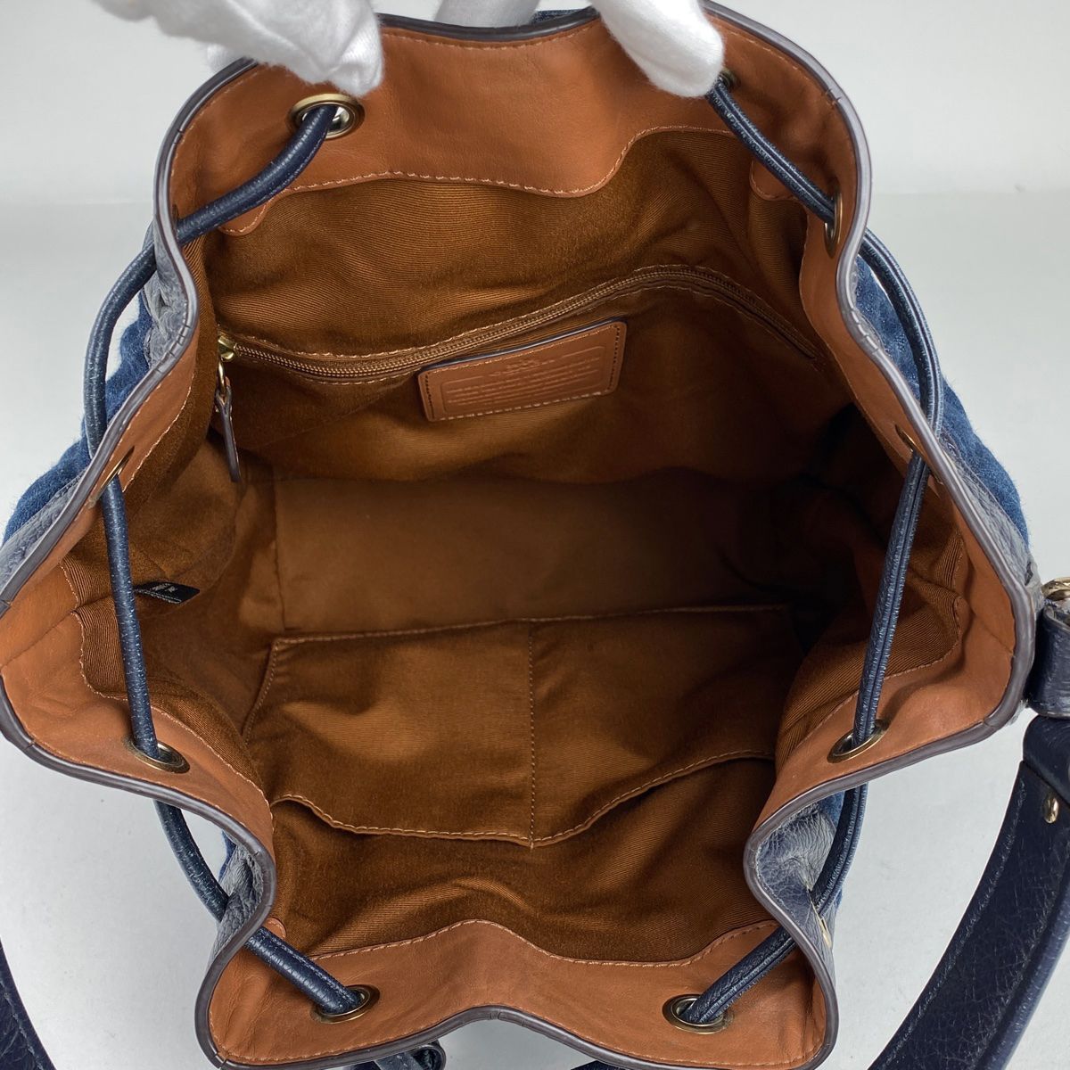 COACH コーチ デニム 2WAY ショルダーバッグ ハンドバッグ 巾着型