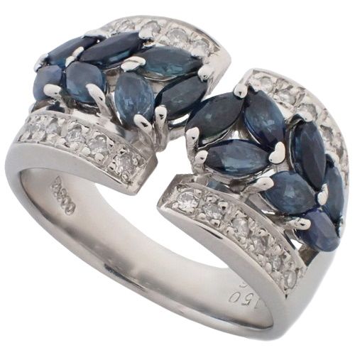 ノーブランドリング・指輪 サファイヤ ダイヤモンドリング Pt900プラチナ シルバー銀 ブルー青 40802059953