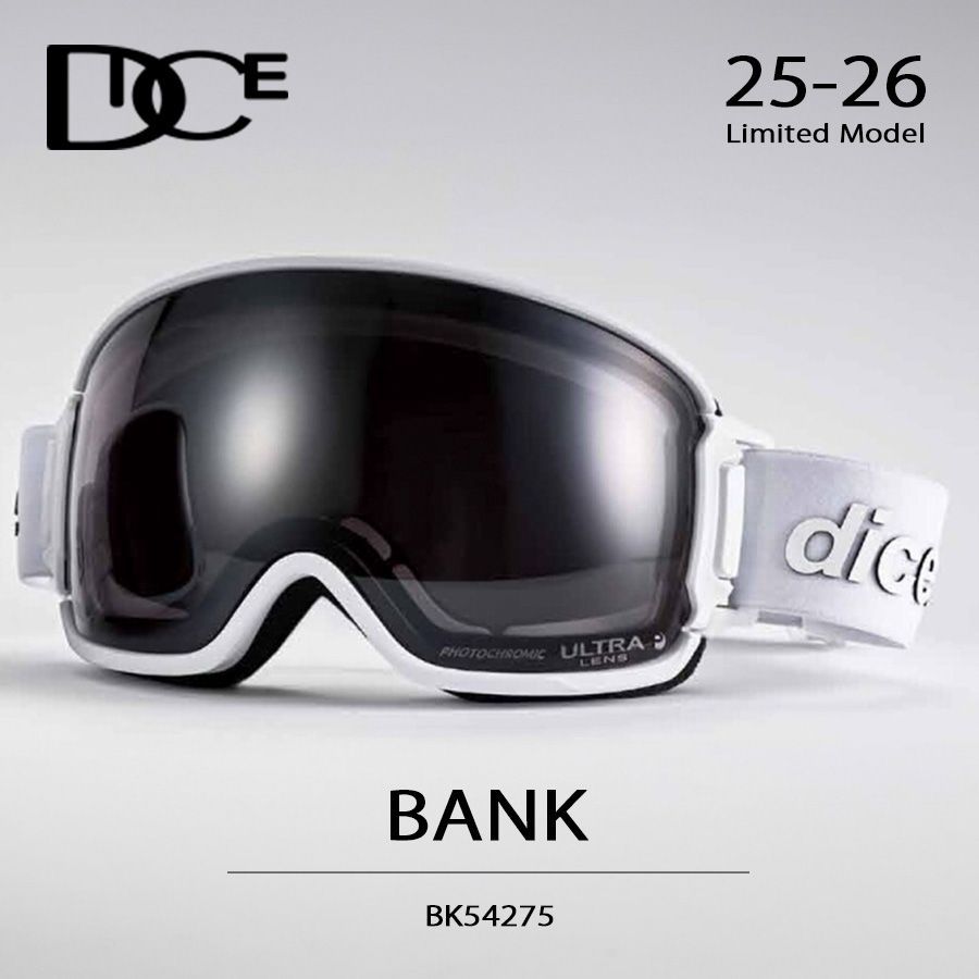 25-26 ダイス ゴーグル DICE スノーボード BANK バンク リミテッドモデル BK54275 WHITEOUT ホワイト メンズ レディース