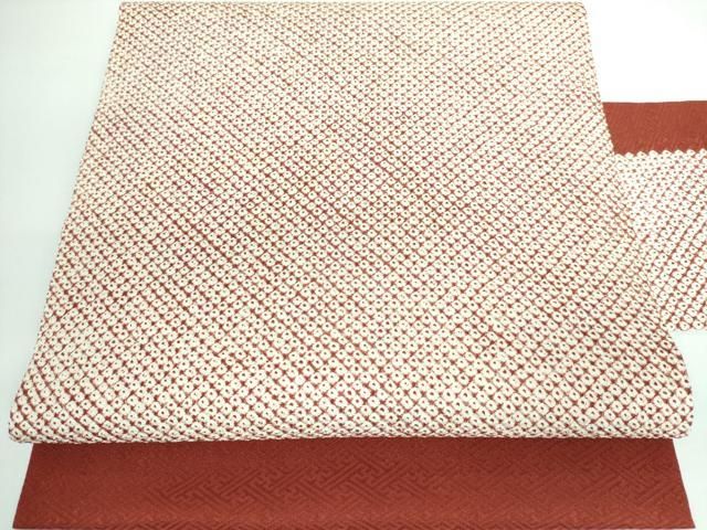 平和屋本店□極上 九寸名古屋帯 絞り帯 朱地 ゑり善扱い たとう紙付き