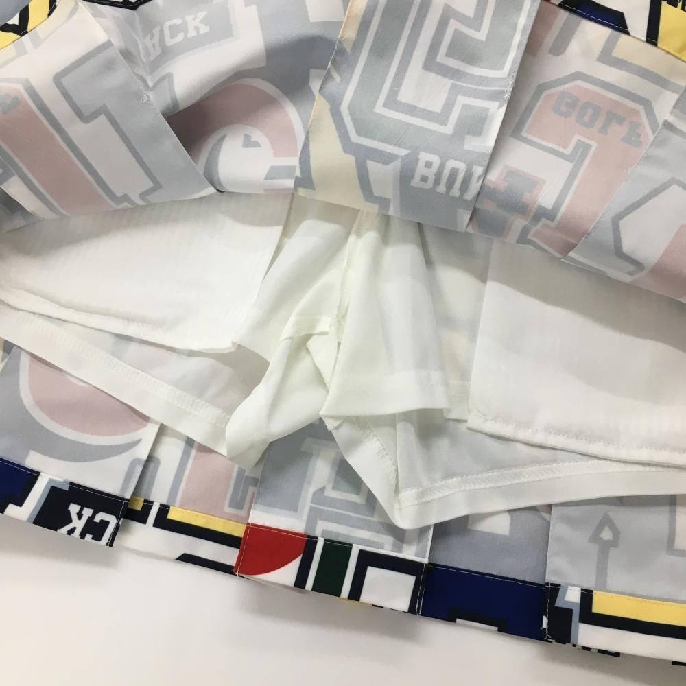 超美品】ジャックバニー スカート 白×マルチカラー 英字柄 ボックス